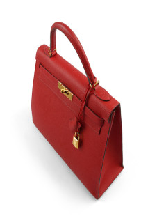 Kelly II sellier HERMES 32 Epsom rouge casaque