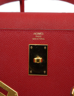 Kelly II sellier HERMES 32 Epsom rouge casaque