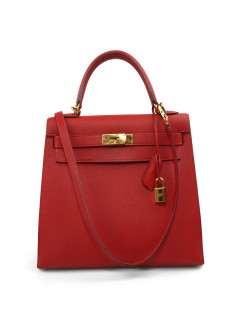 Kelly II sellier HERMES 32 Epsom rouge casaque