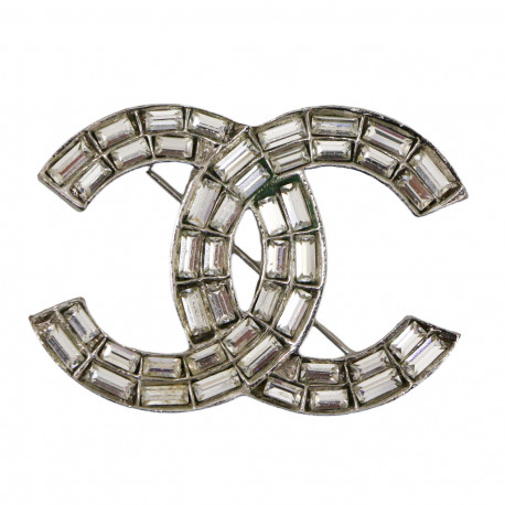 Broche CHANEL cristal taille baguette