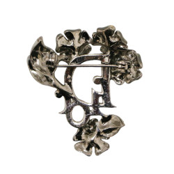 Broche DIOR fleurettes émaillées grises