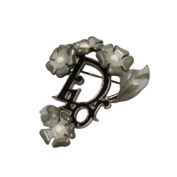 Broche DIOR fleurettes émaillées grises