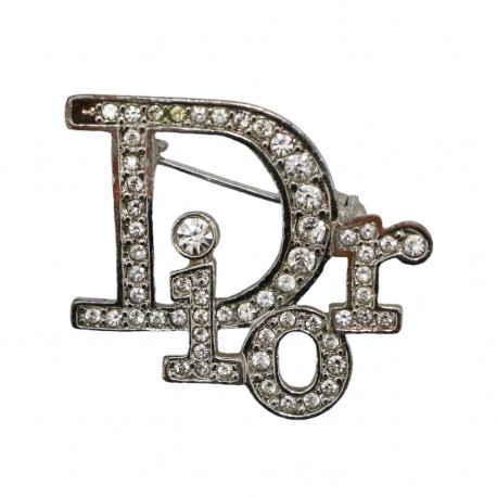 Broche CHRISTIAN DIOR argent strass