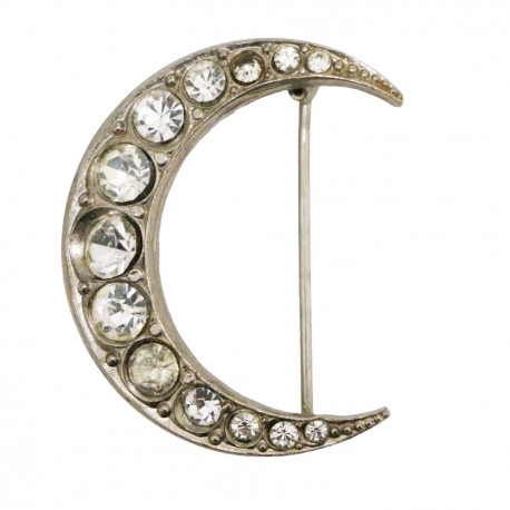 Broche YSL croissant de lune strass