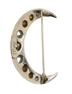 Yves Saint Laurent YSL vintage silver rhinestones crescent moon brooch