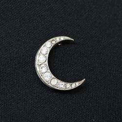 Broche YSL croissant de lune strass