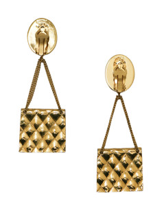 CHANEL collector vintage gold bag clip-on earrings