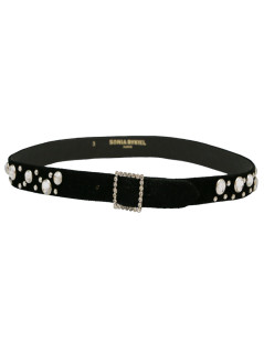 SONIA RYKIEL black suede and rhinestones belt