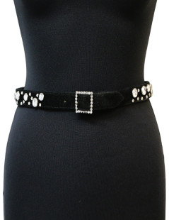 SONIA RYKIEL black suede and rhinestones belt