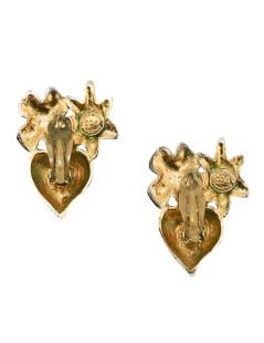 CHRISTIAN LACROIX gold heart clip-on earrings