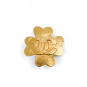 CHANEL vintage gold clover brooch