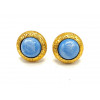 CHANEL vintage clip-on earrings blue molten glass