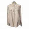 Veste chauve souris CHLOE beige brodée de perles nacrées