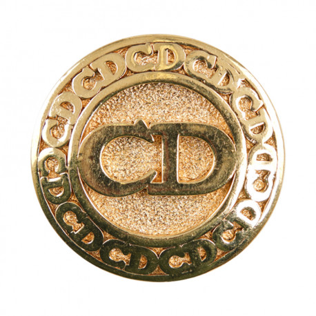 DIOR vintage gold CD circular brooch