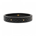 CHANEL vintage quilted black resin bracelet with gold CC