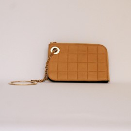 CHANEL beige smooth calf leather pouch