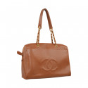 CHANEL brown grained leather tote bag 