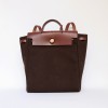 sac HERMES Herbag toile marron PM