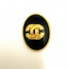 CHANEL vintage black enamel and gold brooch