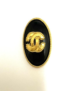 Broche CHANEL émaillée noire 1996