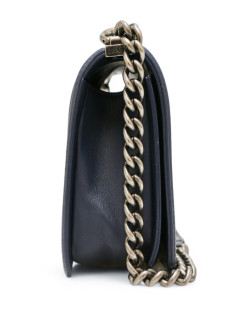 CHANEL blue lambskin leather Boy bag