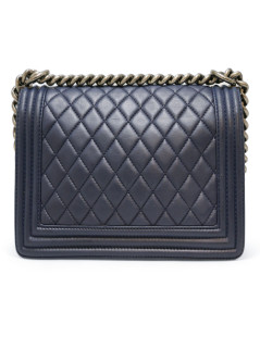 CHANEL blue lambskin leather Boy bag