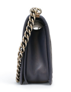 CHANEL blue lambskin leather Boy bag