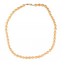 CHANEL vintage pearly light citrine molten glass beads long necklace