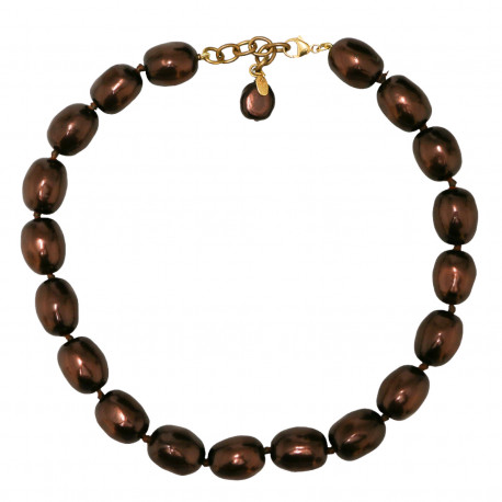 Chocker CHANEL perles nacrées marron glacé