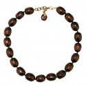 CHANEL pearly glazed brown molten glass choker 