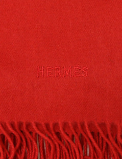 Plaid HERMES cachemire laine Vintage rouge