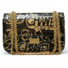 Sac CHANEL imitation crocodile noir peint c h a n e l doré