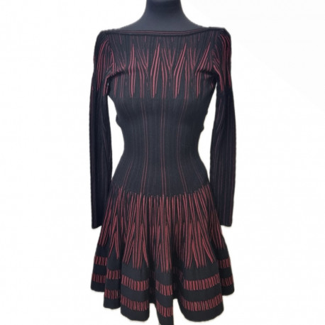 Robe T36 ALAIA volants rouge noir