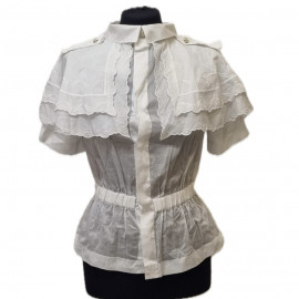 Blouse Chanel T 36 dentelle coton blanc