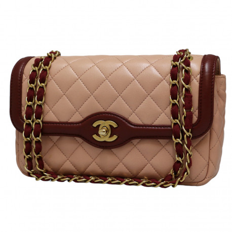 Sac classique CHANEL rose et bordeaux