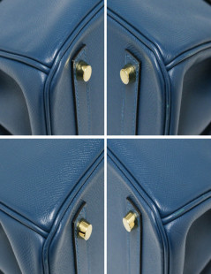 HERMES Birkin 30 blue leather and gold hardware