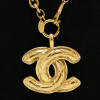 CHANEL vintage chain necklace with quilted CC logo