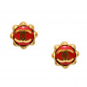 CHANEL vintage red and gold clip-on earrings