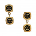 CHANEL vintage gold ans black clip-on earrings