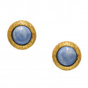 CHANEL vintage clip-on earrings blue molten glass