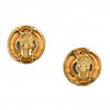 CHANEL vintage clip-on earrings blue molten glass