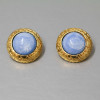 CHANEL vintage clip-on earrings blue molten glass