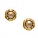 CHANEL vintage clip-on circular pearl earrings