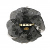 CHANEL vintage black and white embroidered camellia brooch