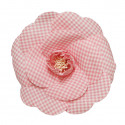 CHANEL vintage pink gingham camellia brooch 