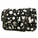 CHANEL black and white splatter tweed classic bag