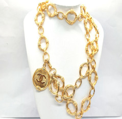 CHANEL gilded double chain belt