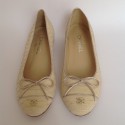 CHANEL T37 pale yellow python ballerinas