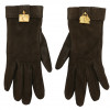 Gants HERMES daim marron bijoux dorés