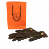 Gants HERMES daim marron bijoux dorés